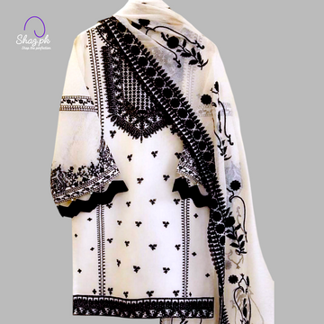 AS 46 Agha noor 3 Pcs Unstitched Embroidered dress